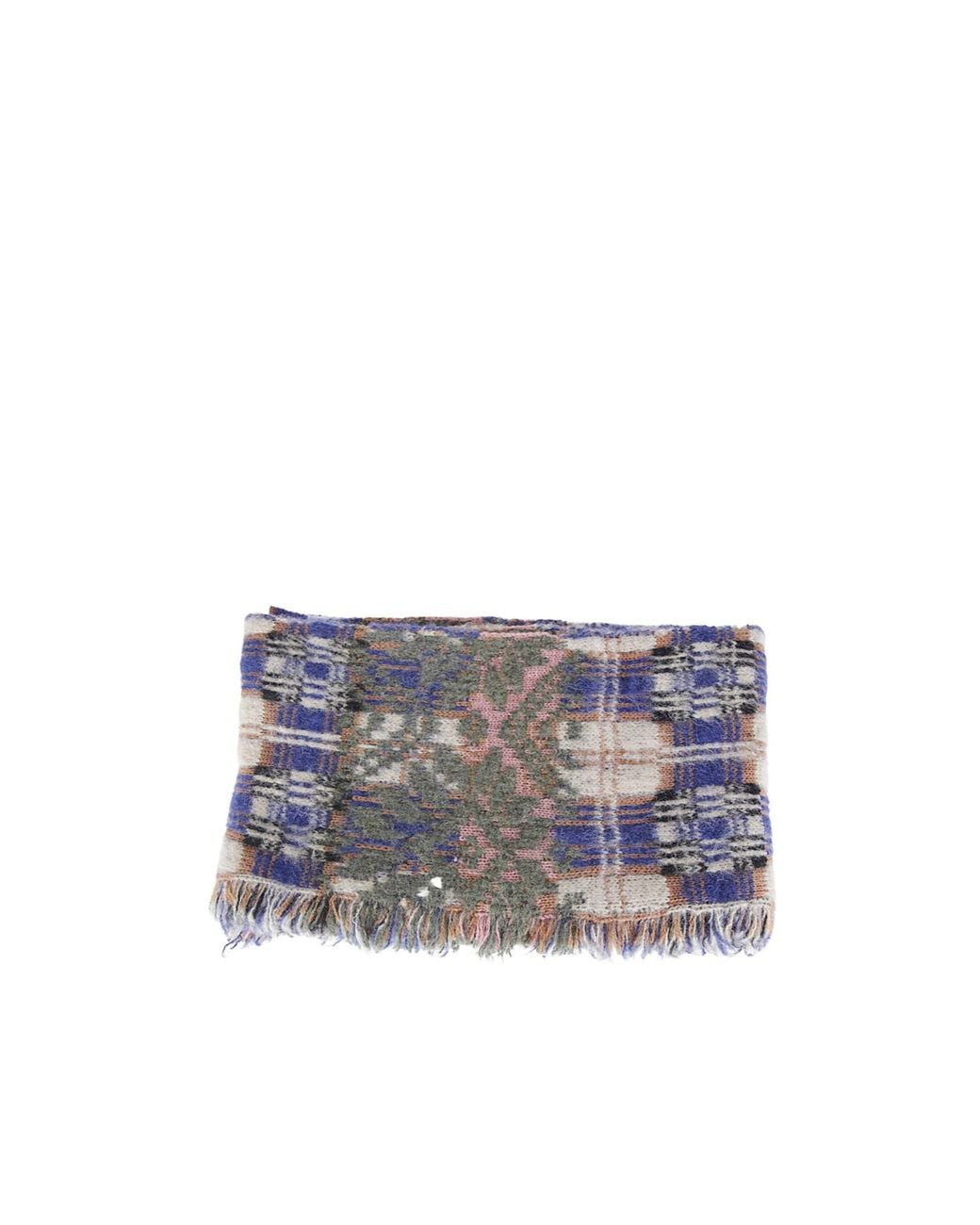 Dries Van Noten Gray Teepee Checked Fringed Scarf