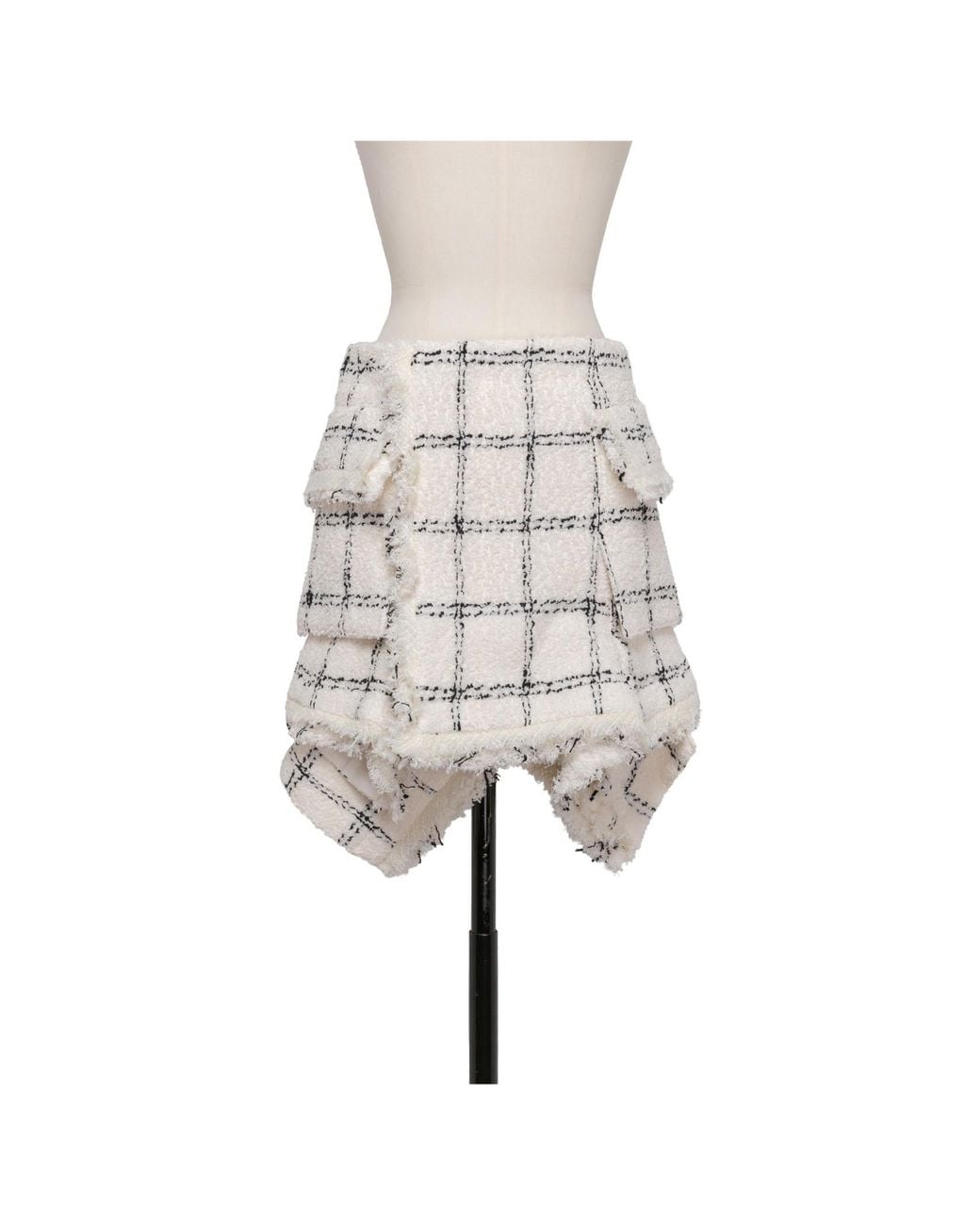 Sacai White Tweed Skirt
