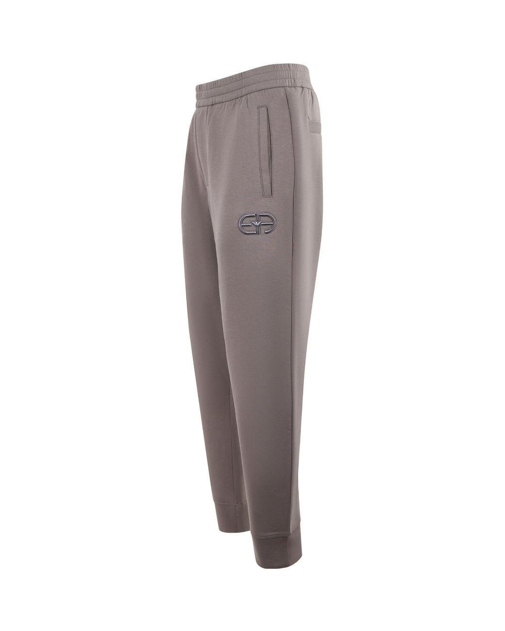 Emporio Armani Gray Logo-Embroidered Tapered Leg Pants for men