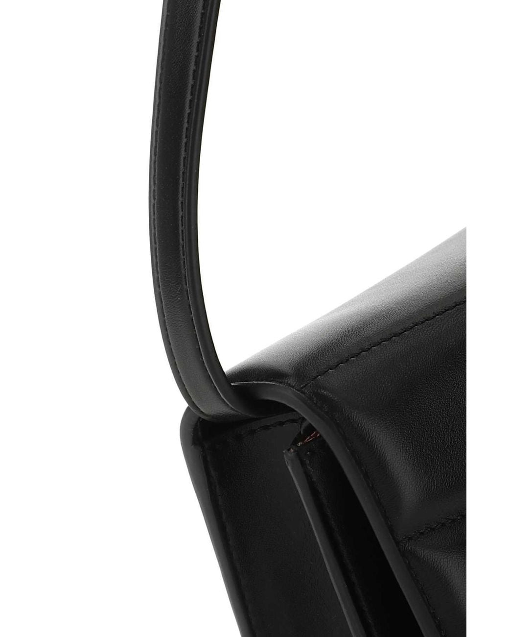 Stella McCartney Black S-Wave Logo Plaque Padded Wallet On Strap