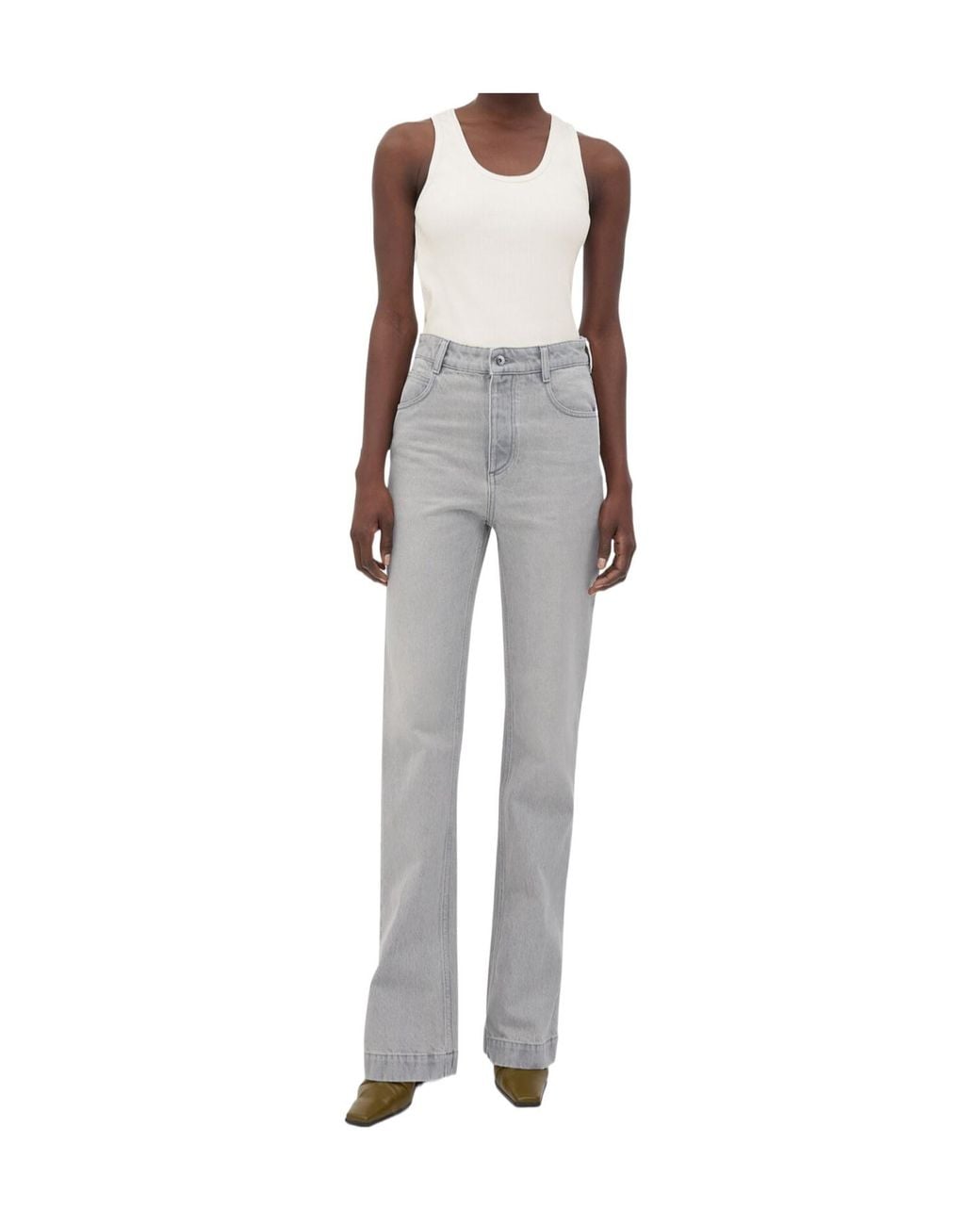 Bottega Veneta Gray Washed Flared Leg Jeans