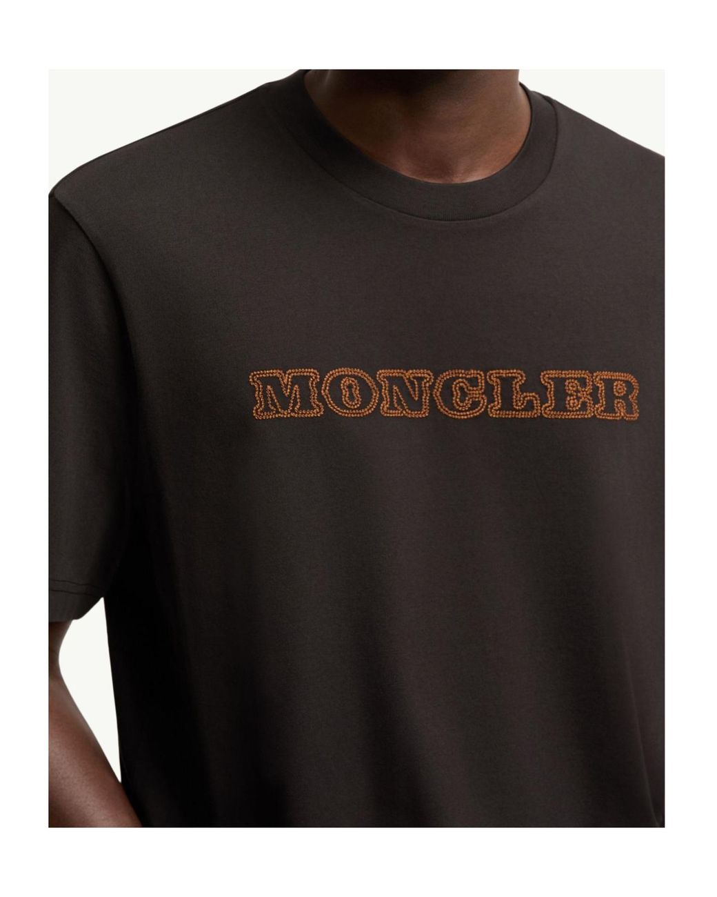 Moncler Black Embroidered Logo T-Shirt for men
