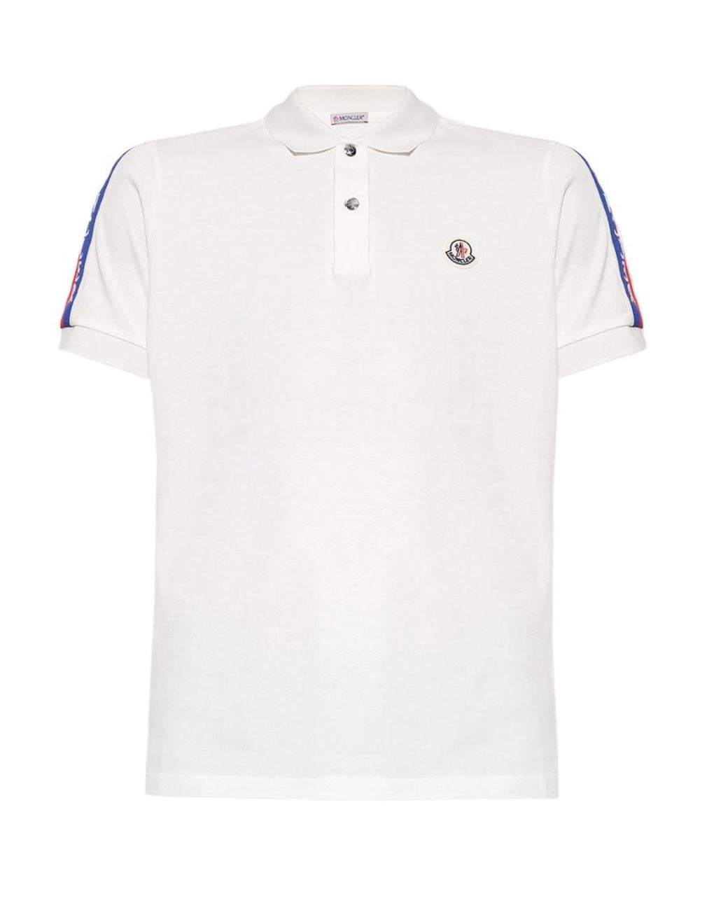 Moncler White Logo Polo Shirt for men