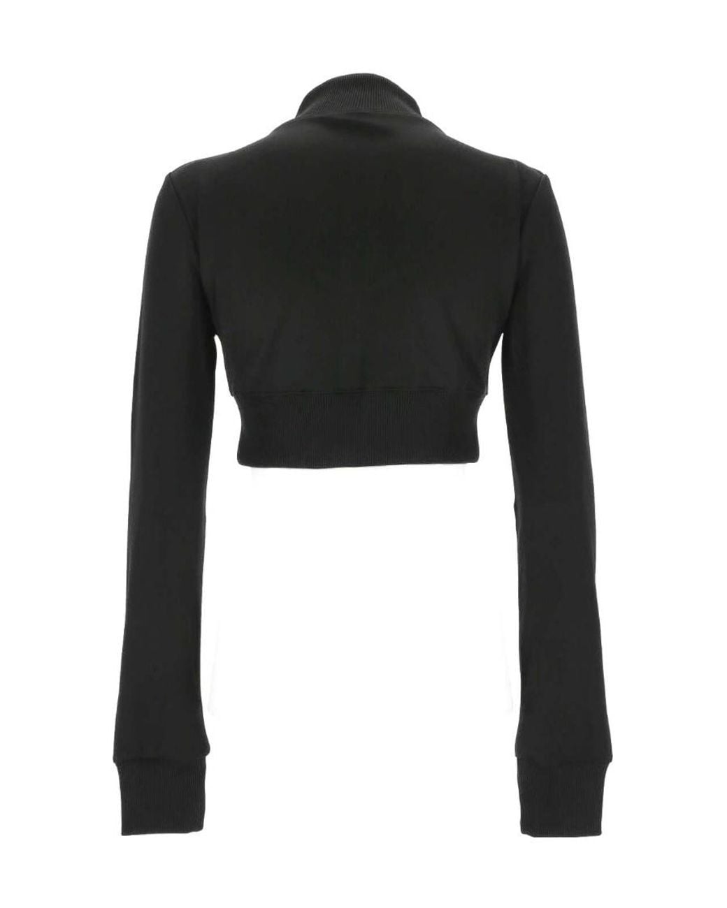 Courreges Black Courrèges Ribbed Long-Sleeved Cropped Sweatshirt