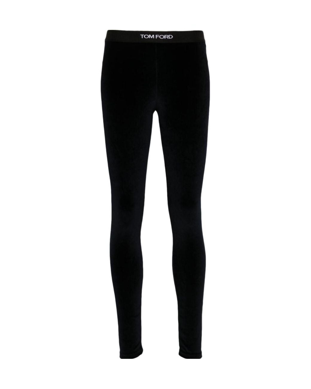 Tom Ford Black Stretch Lustrous Velour Signature Leggings