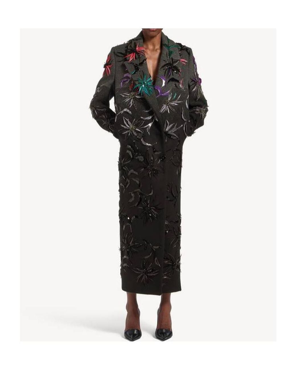 Balenciaga Black Spotlight Flowers Maxi Coat