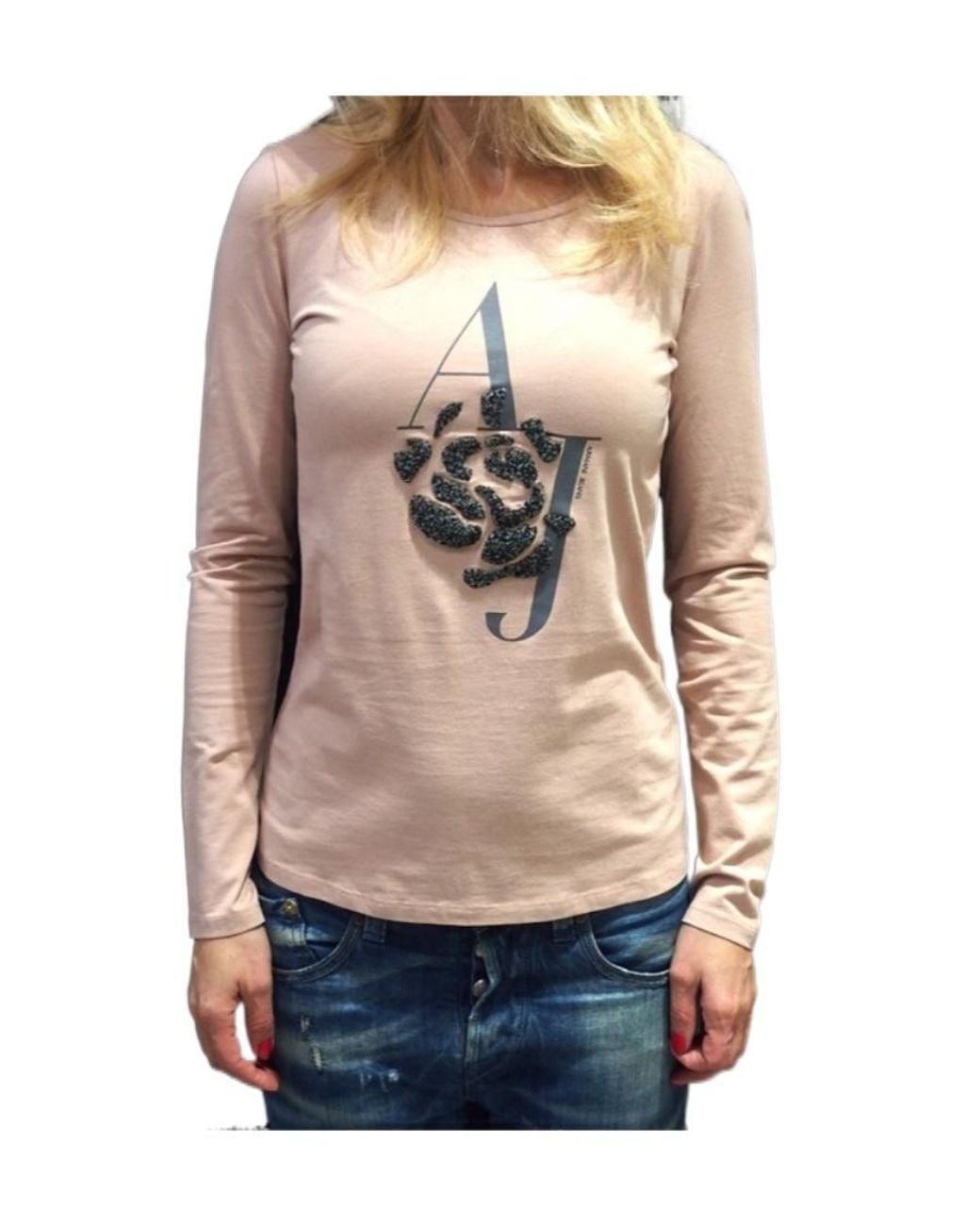 Armani Jeans Natural Logo Round Collar Blouse