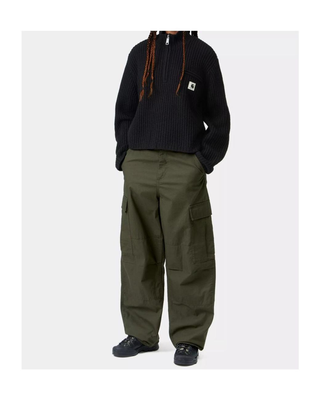 Carhartt Black W' Detroit Half-Zip Ribbed Knit Sweater