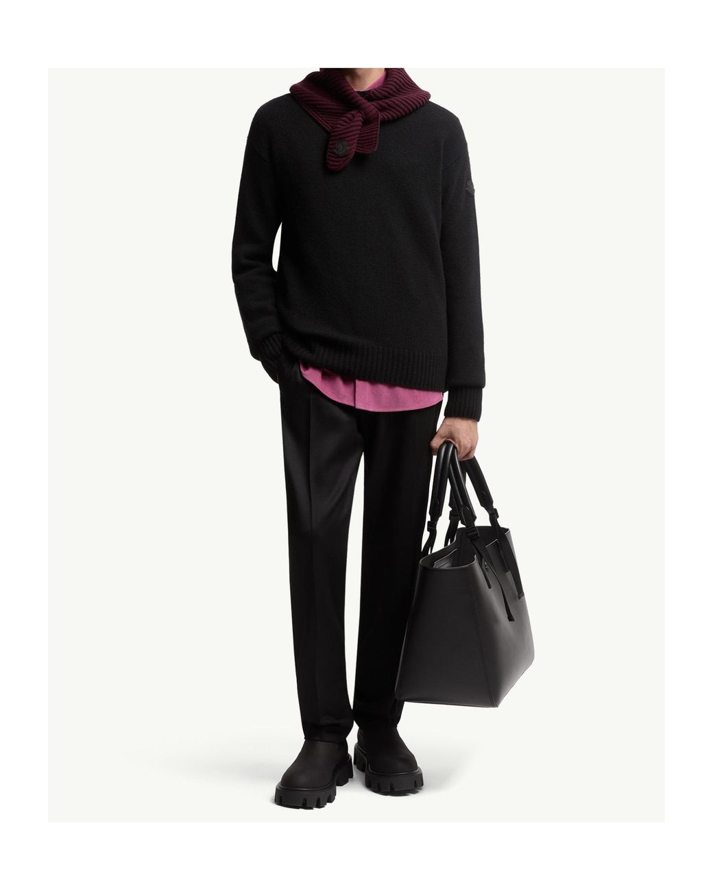 Moncler Black Wool Cashmere Blend Sweater for men