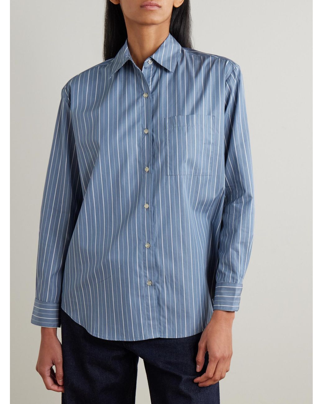 Leset Blue Striped Poplin Shirt