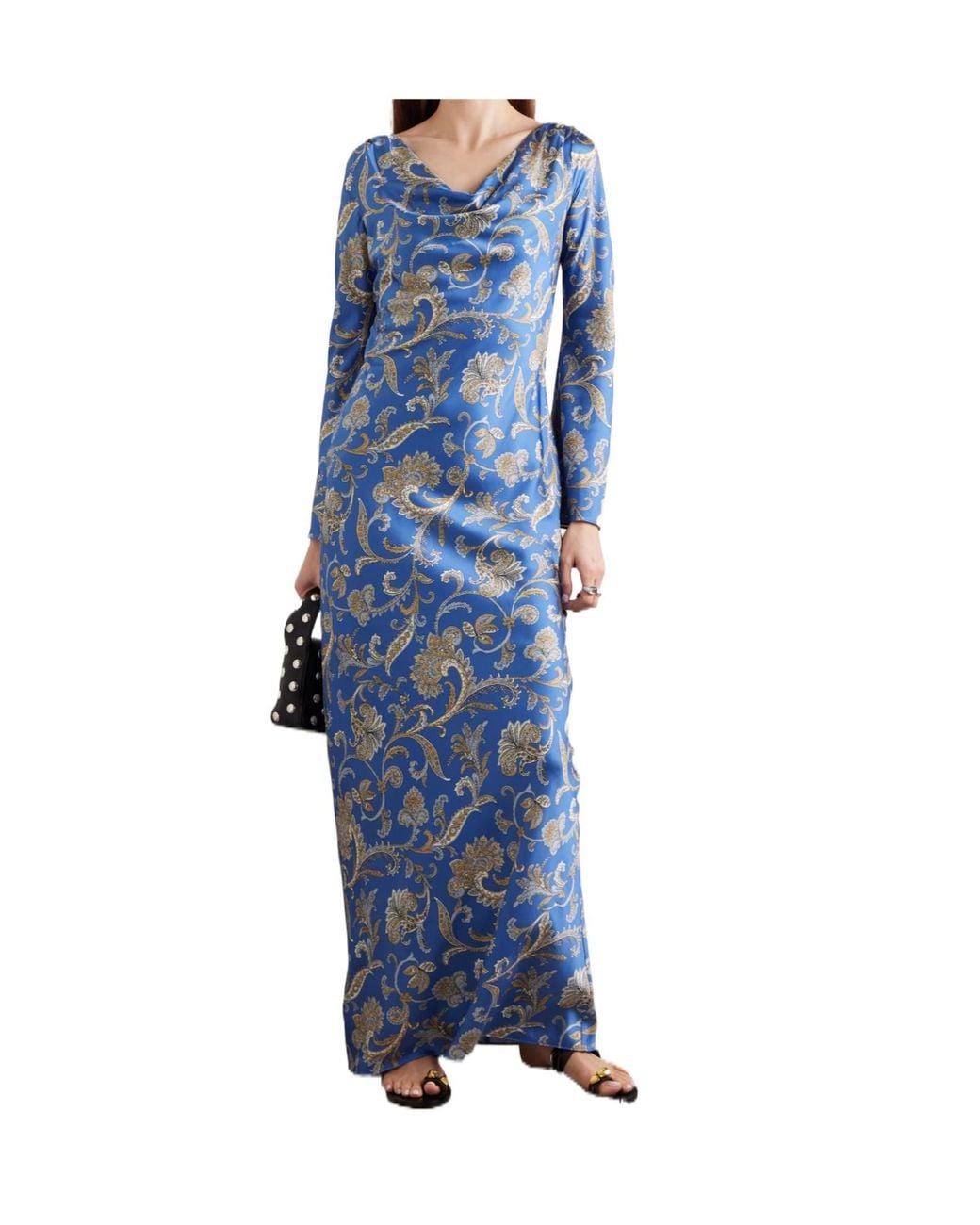 Veronica Beard Blue Ember Draped Paisley-Print Dress