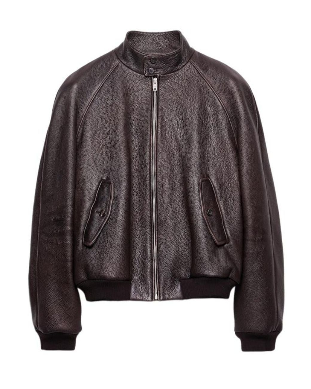 Prada Brown Leather Bomber Jacket for men