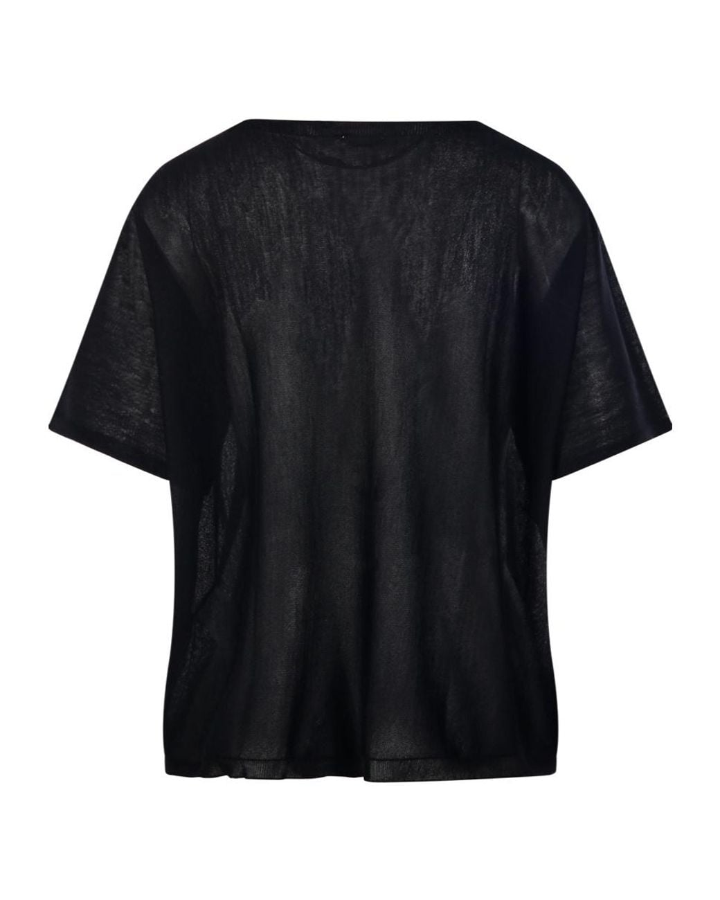 Roberto Collina Black Sheer Short-Sleeve Knitted Top