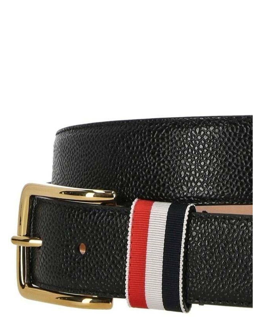 Thom Browne White Grosgrain Rwb Loop Calfskin Belt for men