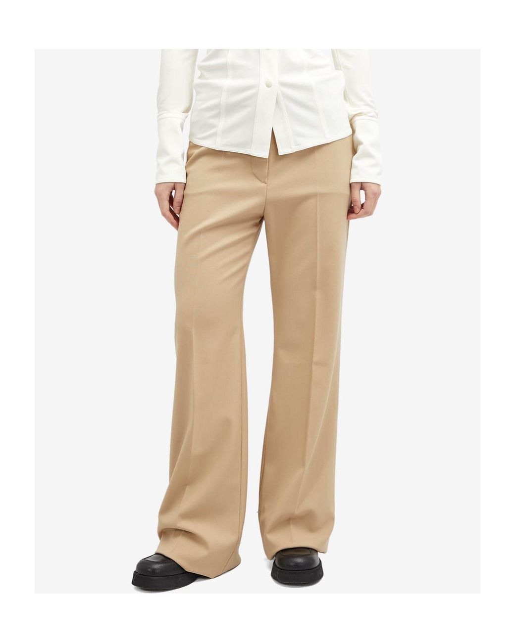 Sportmax Natural High Waist Straight Leg Pants