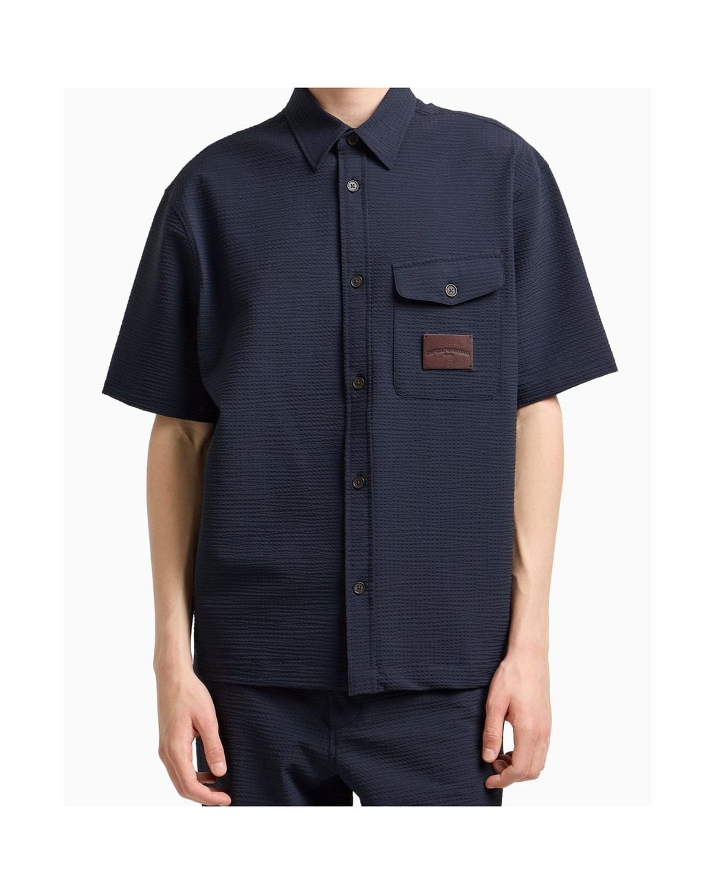Emporio Armani Blue Short Sleeve Shirt for men
