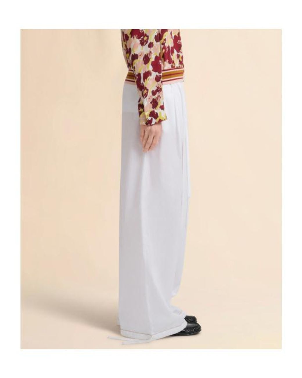 Marni White Logo Embroidered Wide-Leg Trousers