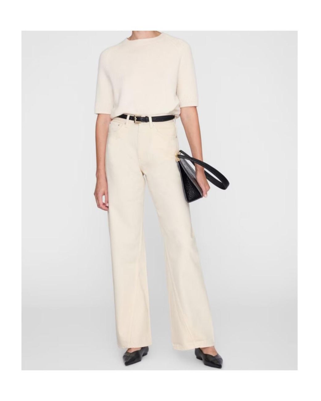 Anine Bing White Wide Leg Jeans