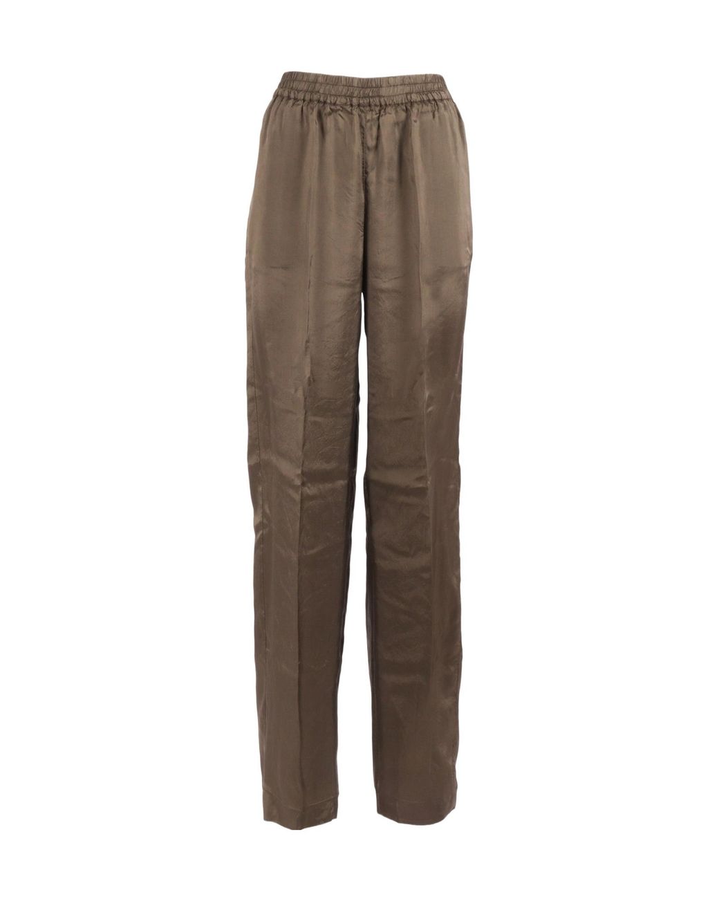 Aspesi Brown Elastic-Waistband Straight-Leg Pants