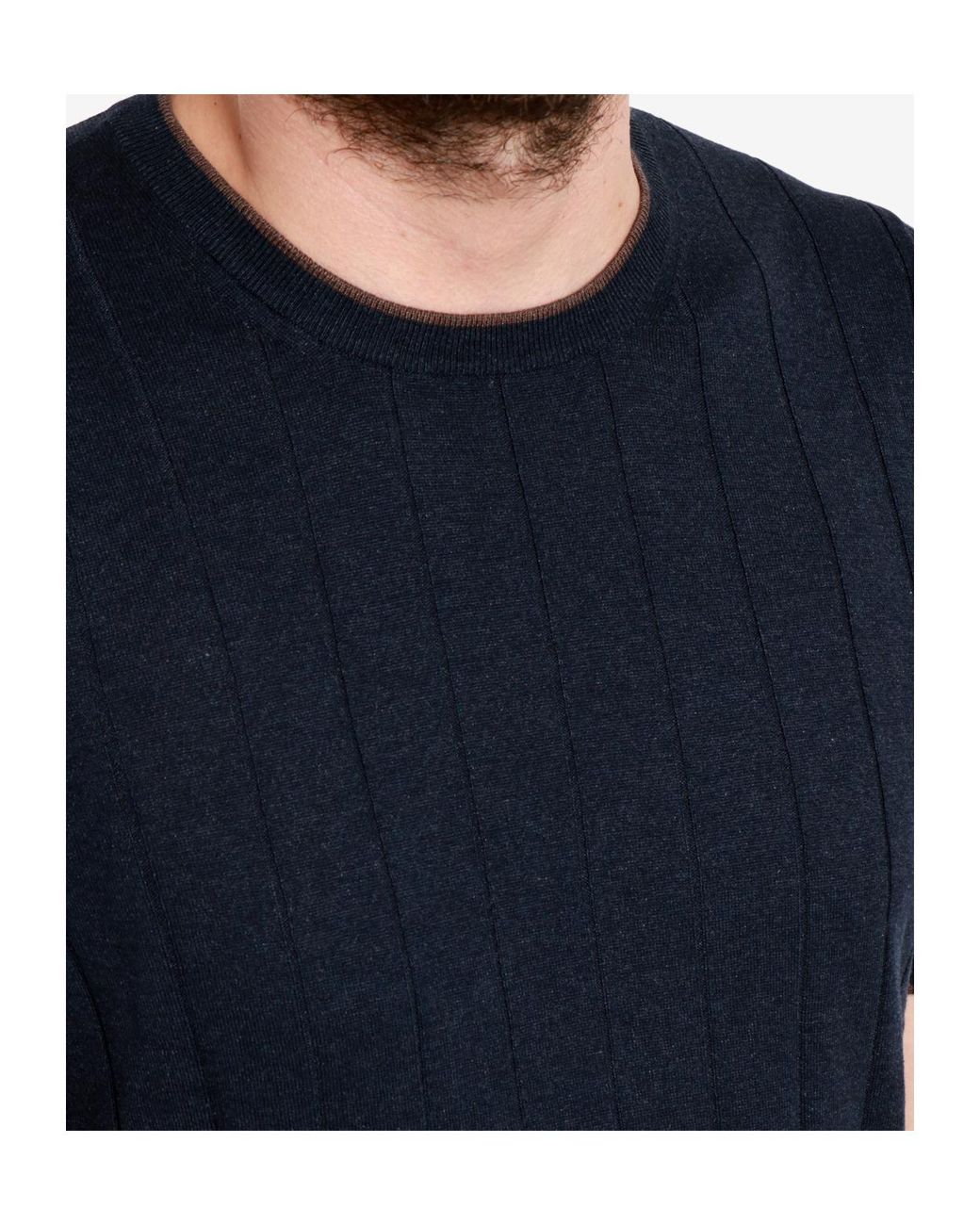 Gran Sasso Blue Short-Sleeve Knitted Pullover for men