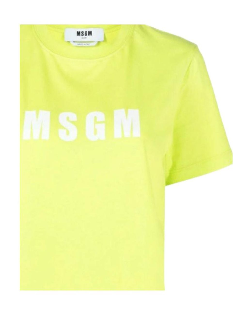 MSGM Yellow Logo Print Pattern Short-Sleeved T-Shirt