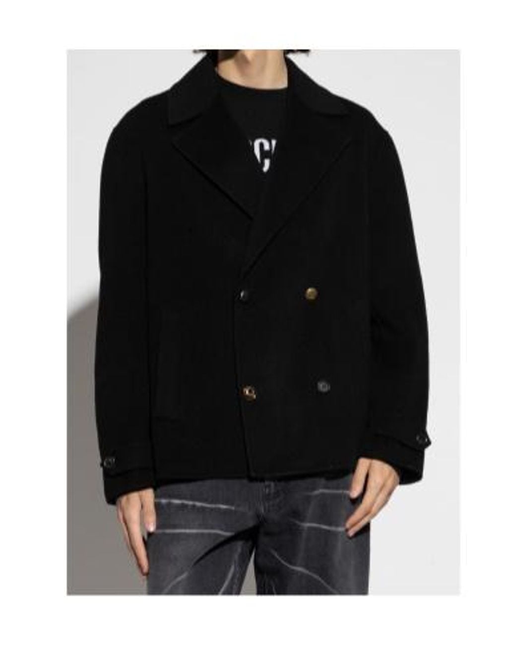 Moschino Black Long-Sleeved Coat for men