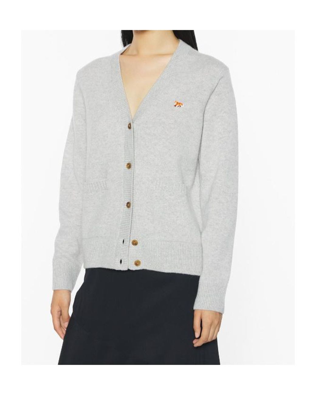Maison Kitsuné Gray Maison Kitsuné Baby Fox Boxy Cardigan