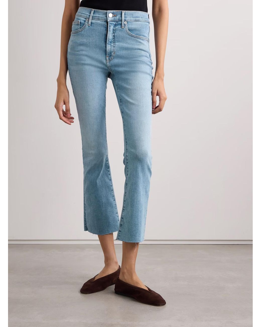 Veronica Beard Blue High-Waisted Flared Cropped Jeans