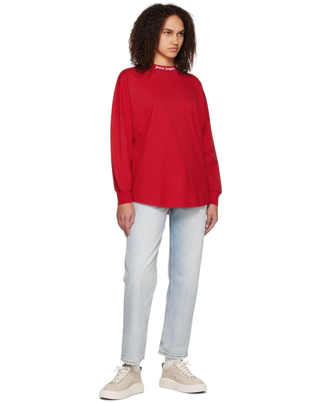 Palm Angels Red Logo-Print Cotton T-Shirt