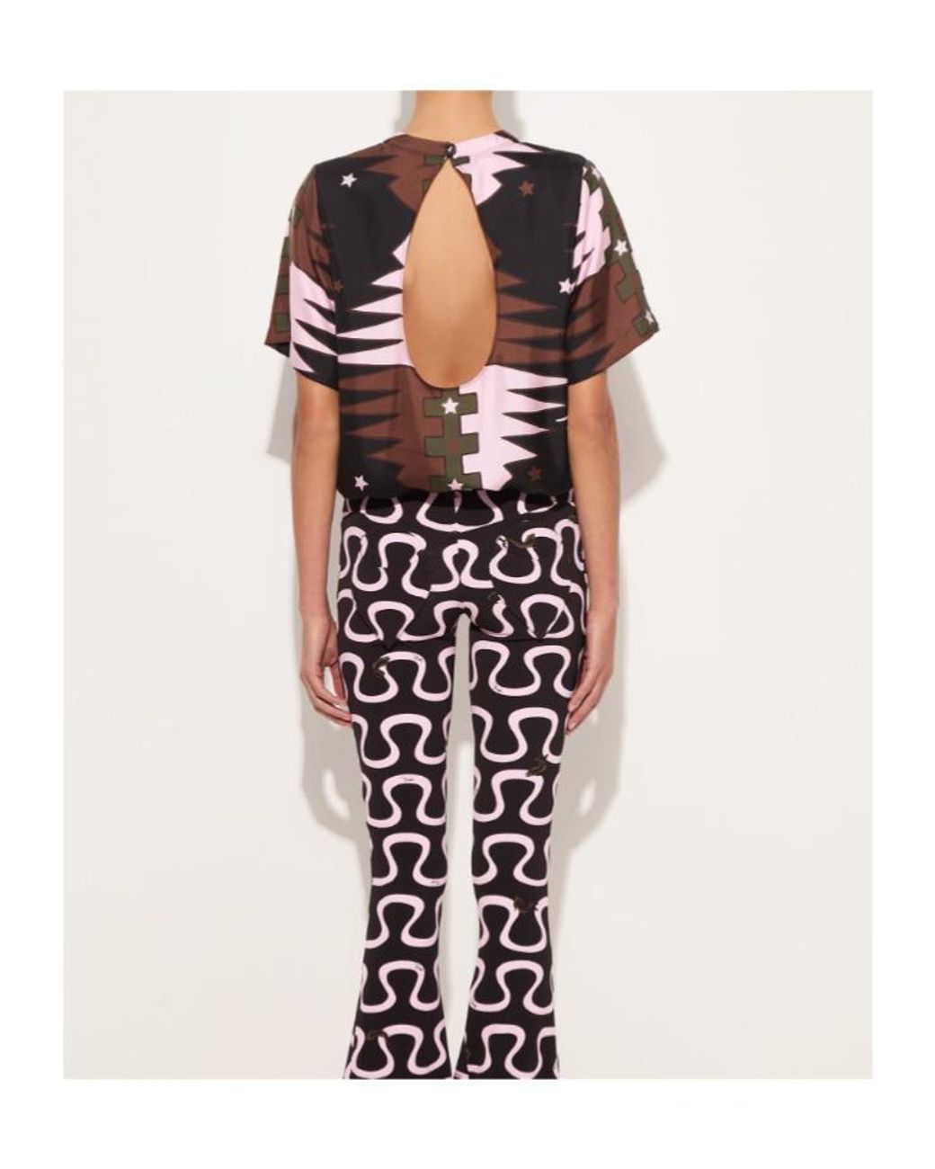 Emilio Pucci Black Pucci Valdimontone Printed Silk T-Shirt