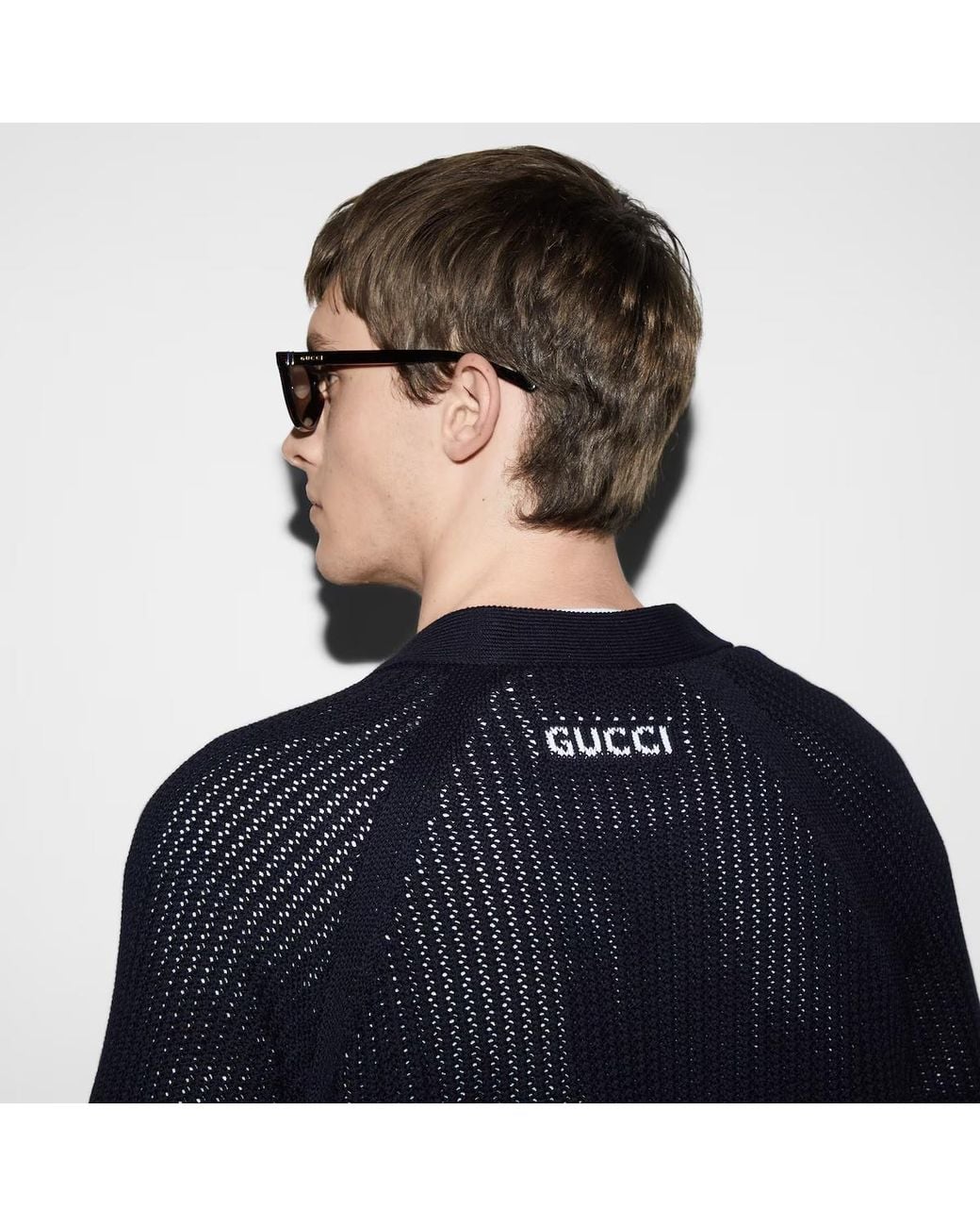 Gucci Black Logo Embroidered Button-Up Cardigan for men