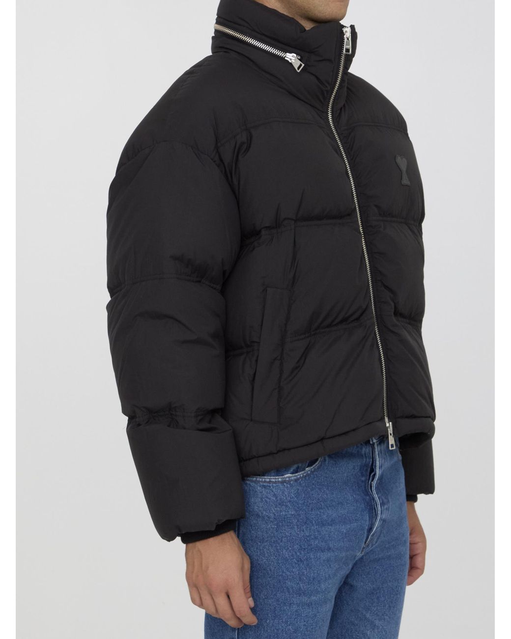 AMI Black Ami De Coeur Quilted Puffer Jacket for men