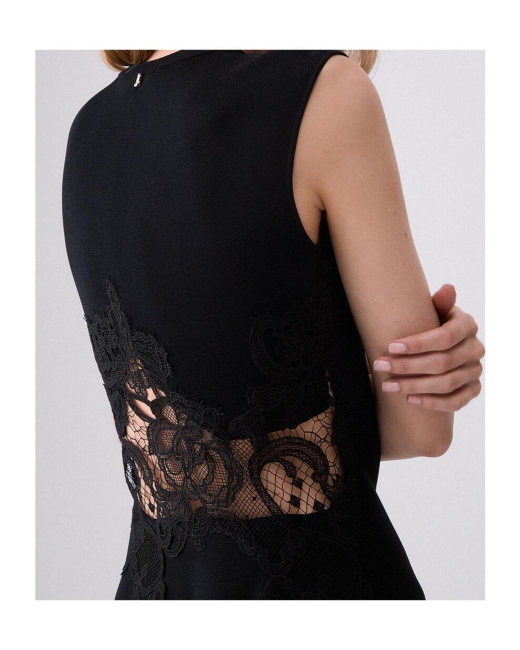Liu Jo Black Lace-Insert Sleeveless Mini Dress