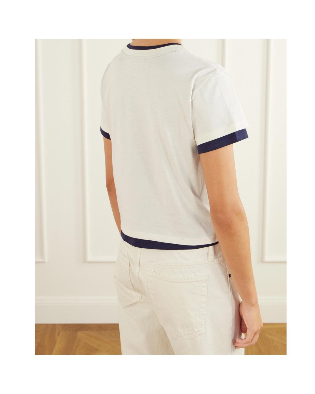 FRAME White Striped Crew-Neck T-Shirt