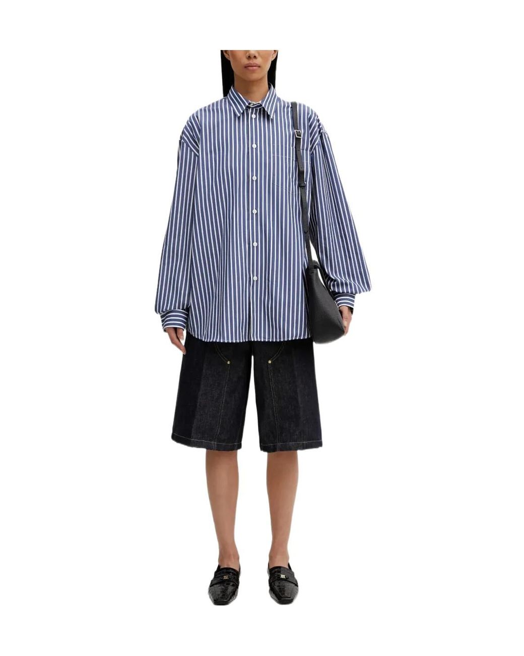 Sporty & Rich Blue Striped Chest-Pocket Shirt