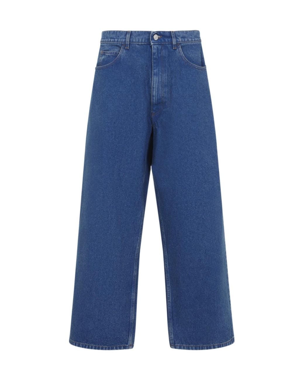 Marni Blue Logo Printed Wide-Leg Jeans for men