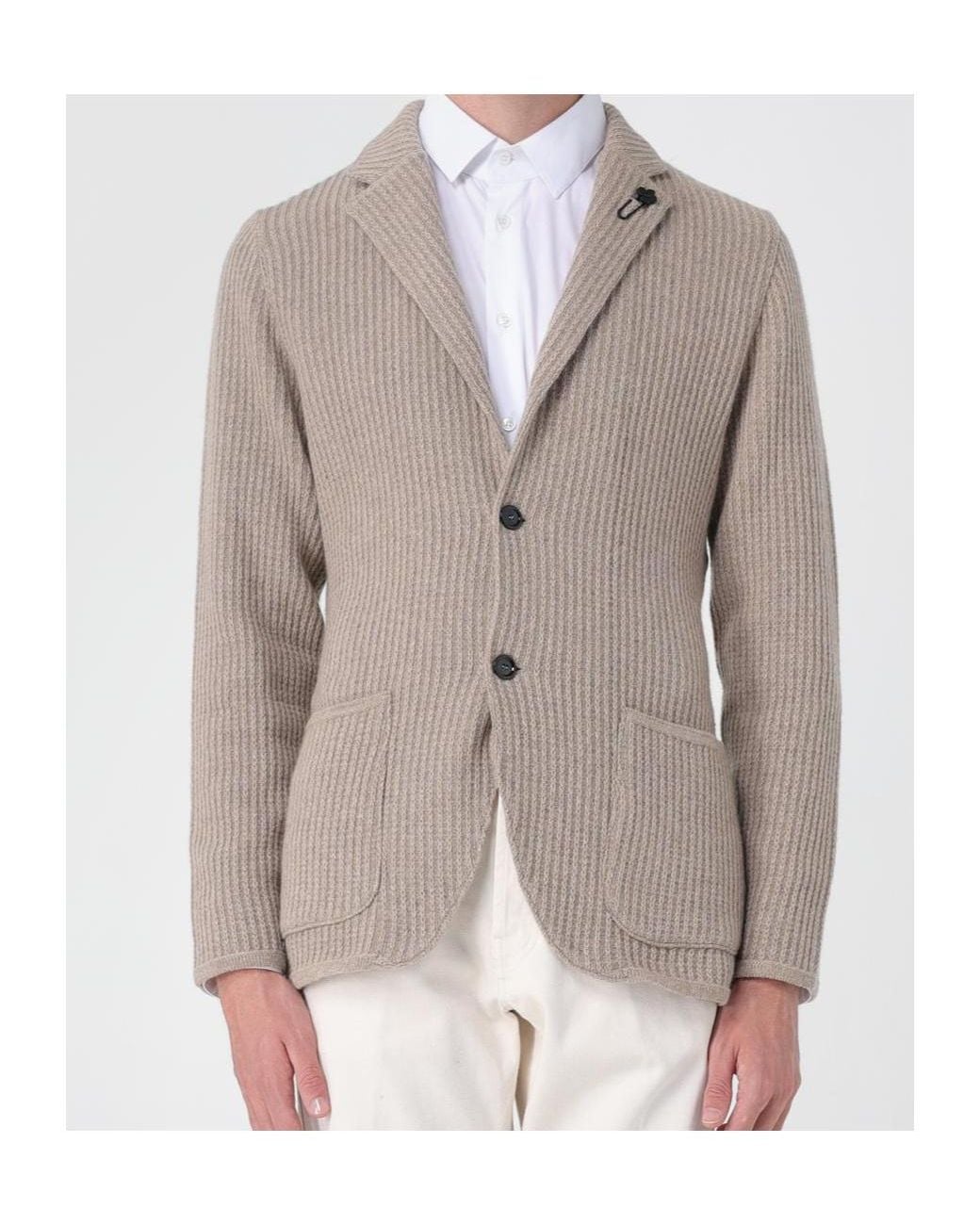 Lardini Brown Knitted Two-Button Blazer Cardigan for men