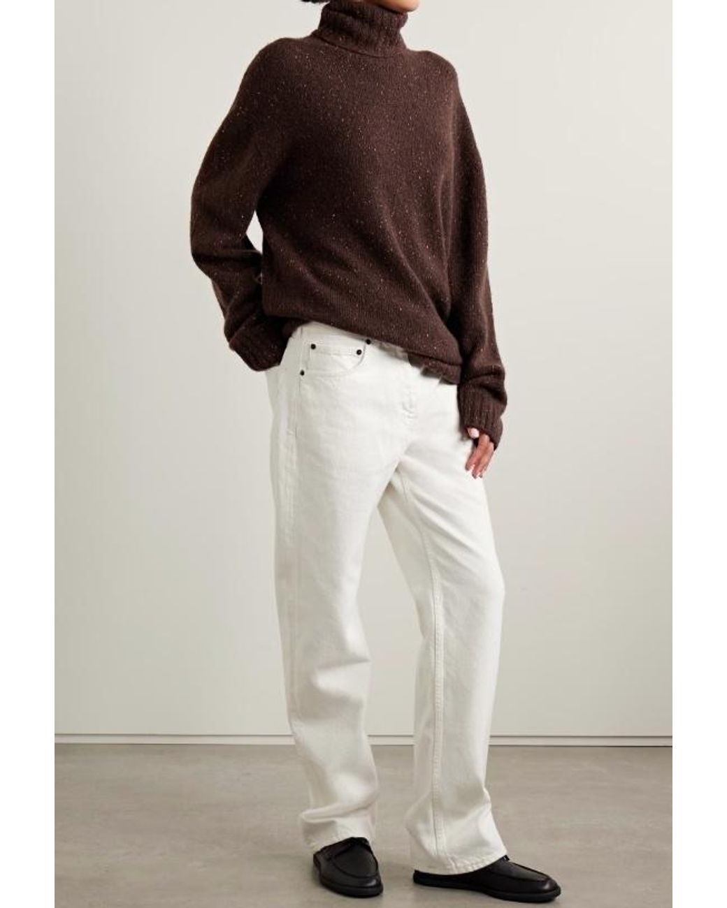 The Row Brown Mirai Cashmere Turtleneck Sweater