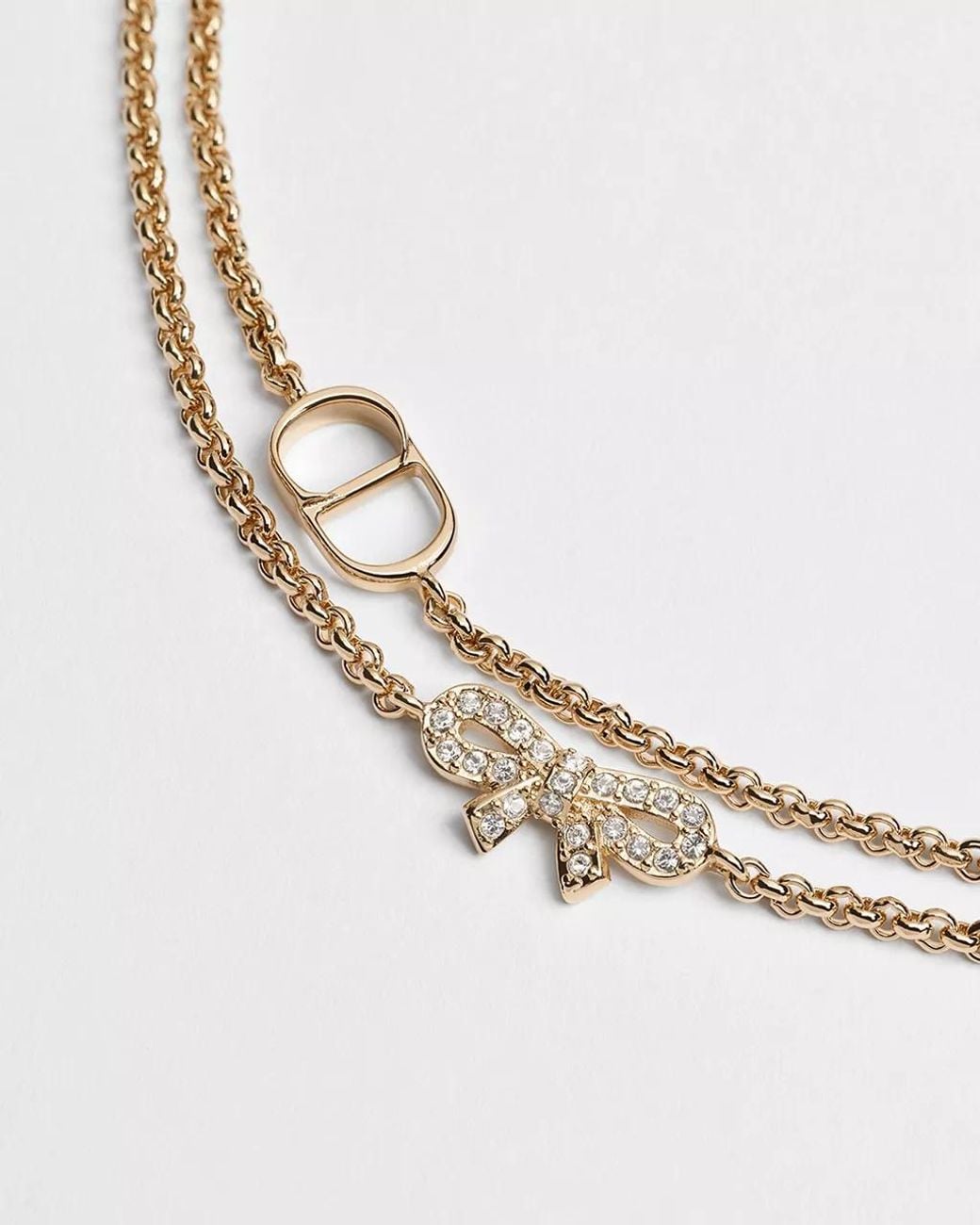 Dior Metallic Cd Mini Bow Necklace