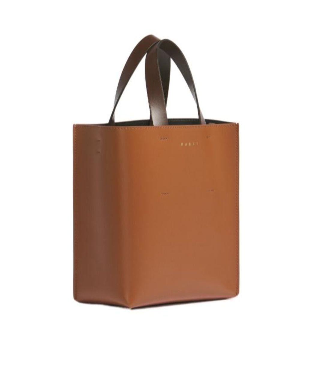 Marni Brown Logo Printed Two-Toned Tote Bag