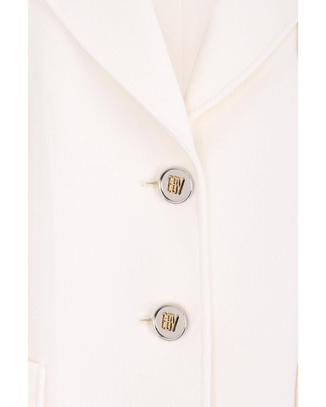 Giambattista Valli White Single-Breasted Wool Crepe Blazer