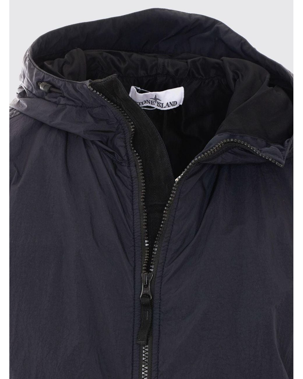 Stone Island Blue Wrinkled Hooded Wind Resistance Jacket for men