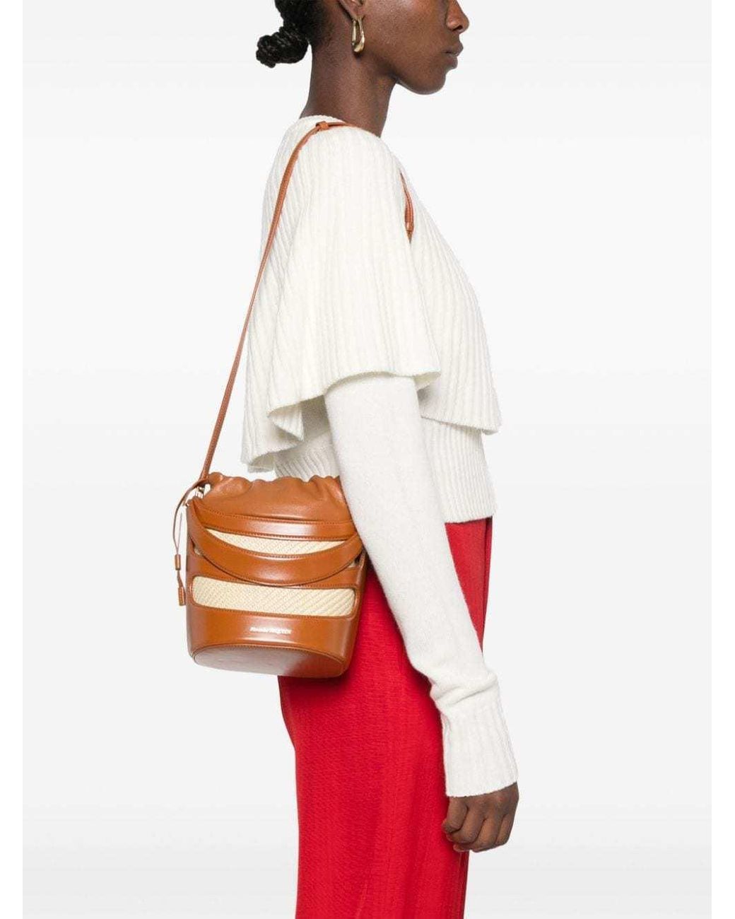 McQueen Brown The Rise Drawstring Bucket Bag