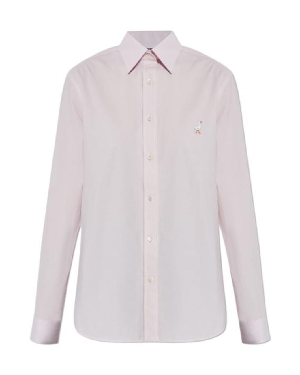 Moschino White Goose Embroidered Poplin Shirt