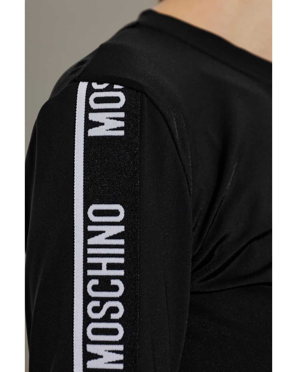 Moschino Black Logo Print Zip-Up Top
