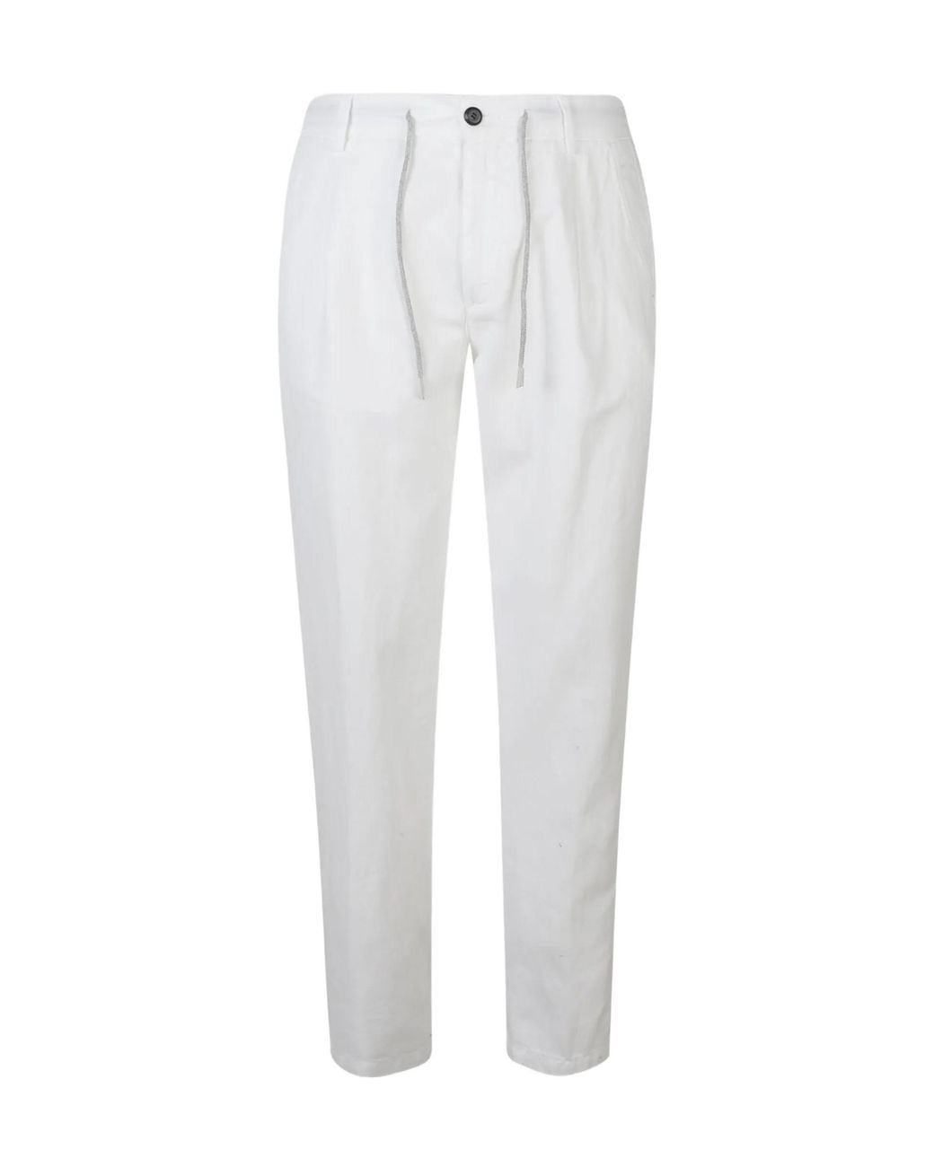 Eleventy White Drawstring Trousers for men