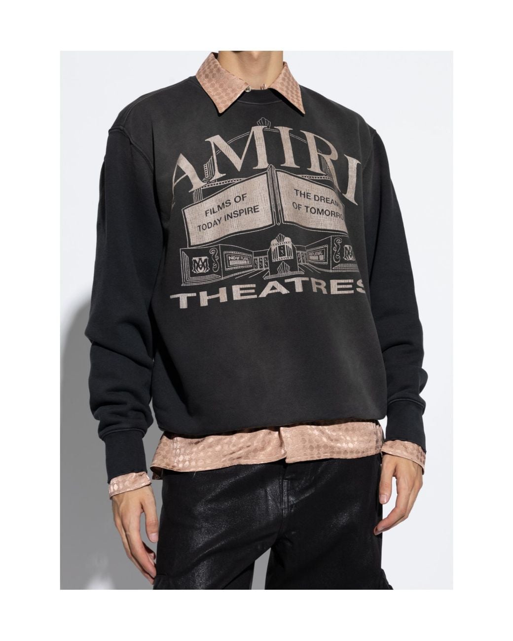 Amiri Gray Graphic Printed Crewneck Sweatshirt for men