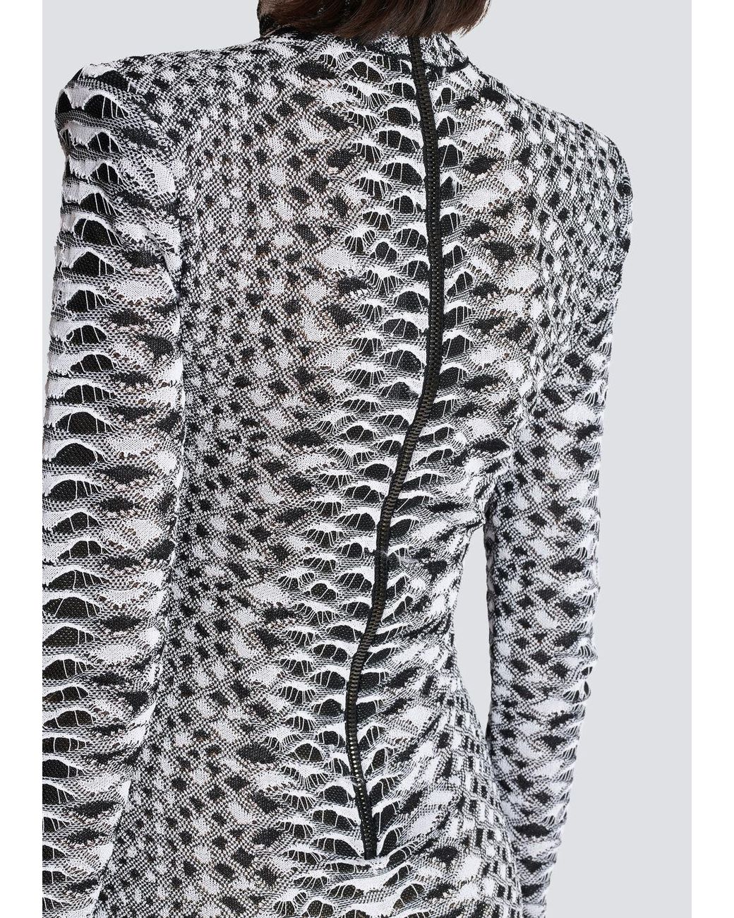 Balmain Multicolor Short Snakeskin Textured Knit Dress