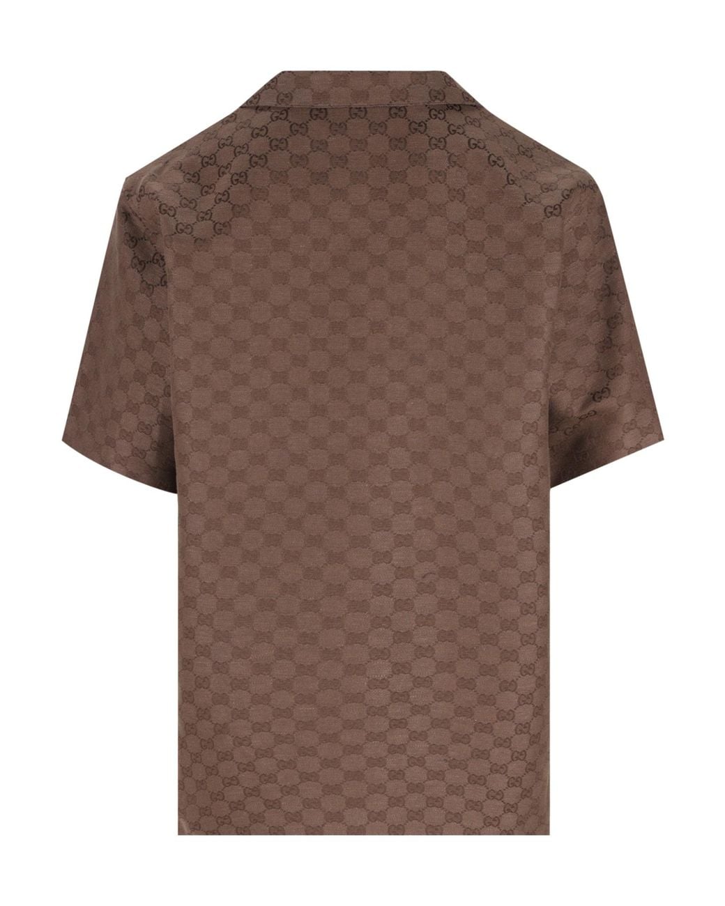 Gucci Brown Gg Collared Short-Sleeved Shirt for men