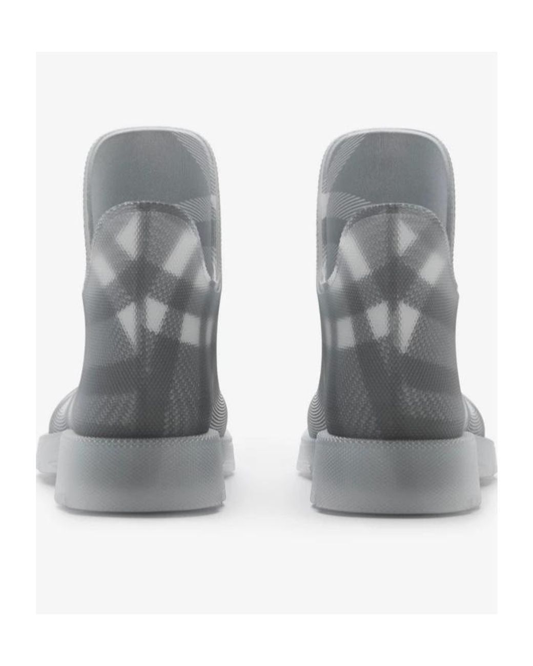 Burberry Gray Marsh Vintage-Check Mesh Pull-On Boots